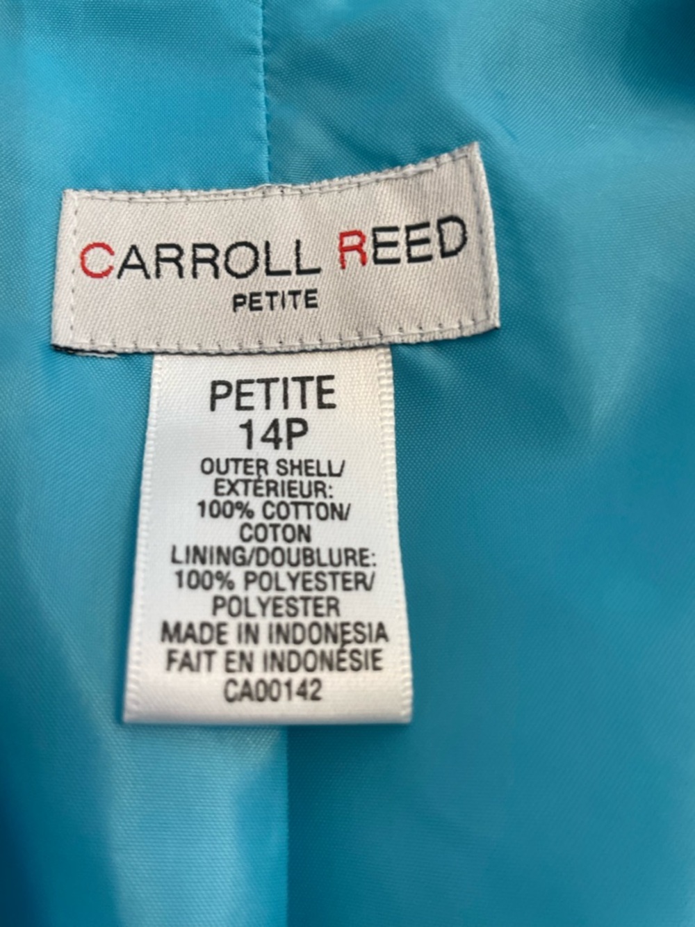 Vintage Carroll Reed Petite Turquoise Floral Damask Cotton Blazer Women’s 14P - Picture 2 of 8